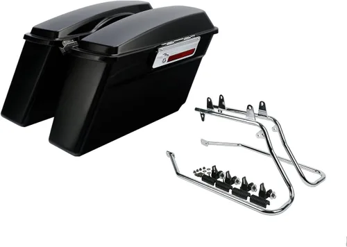 Miniatura 8 de XFMT Alforjas duras negras mate para baúl con soportes de conversión negros para Harley Softail Heritage Classic Deluxe 1984-2017