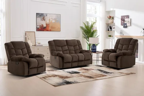 Miniatura 10 de CANMOV Silla reclinable manual, sofá reclinable individual con respaldo y reposabrazos sobrerelleno para sala de estar, muebles de dormitorio
