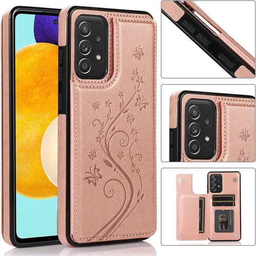 Miniatura 2 de Funda de teléfono para Samsung Galaxy A52 5G/4G con protector de pantalla de vidrio templado y tarjetero con soporte para tarjetero, soporte