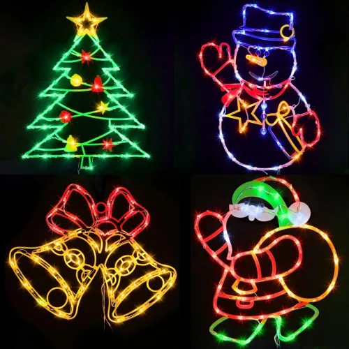 Miniatura 10 de Decoraciones de Luces de Siluetas para Ventana de Halloween de 16" - Paquete de 6 Colores Iluminados Gato en Luna y Fantasma y Telaraña y Calabaza