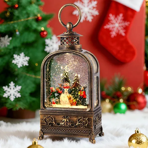 Miniatura 13 de Globo de nieve de Papá Noel de Navidad, linterna de globo de nieve musical con luces y temporizador de 6H, alimentado por batería y USB, globos