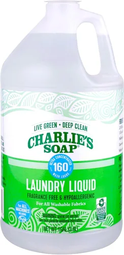 Charlie's Soap Detergente líquido para ropa sin fragancia, 160 cargas (128 onzas, 1 paquete)