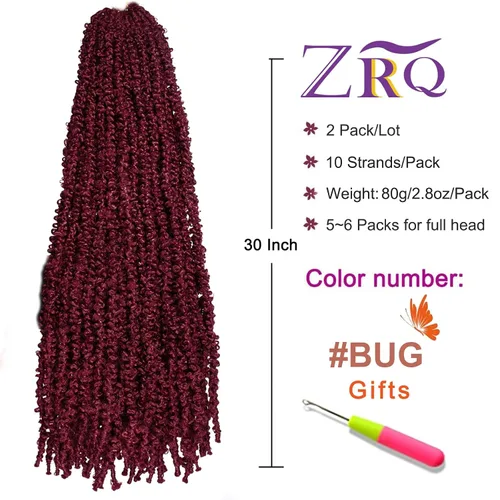 Miniatura 79 de ZRQ Butterfly Locs Cabello de Ganchillo Corto 6 Paquetes Negro Cabello Bob de Ganchillo 8 Pulgadas Locs Sintéticos Desordenados Desgastados Trenzas