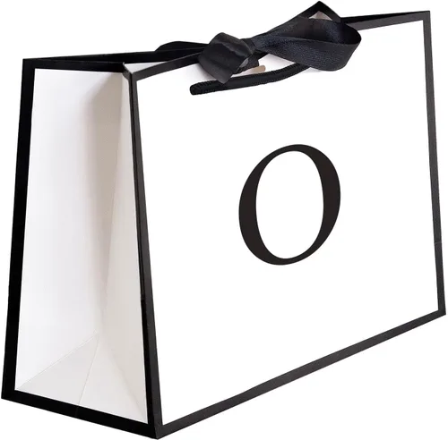 Miniatura 51 de QLSKO - Bolsa de regalo inicial con lazo de cinta, bolsa de papel horizontal personalizada, bolsa de regalo con monograma para cumpleaños