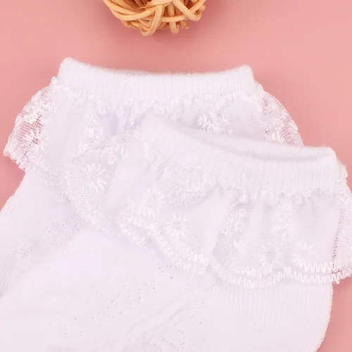 Miniatura 3 de DRESHOW BQUBO - Calcetines de encaje con volantes y ojales para bebés, calcetines finos para recién nacidosbebésniños pequeños