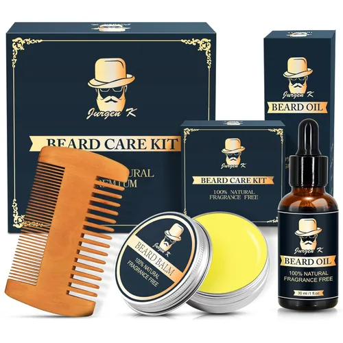 Regalos para papá para el día del padre, kit de barba con aceite de barba, bálsamo, peine, aseo diario y cuidado de los hombres, hidrata y suaviza
