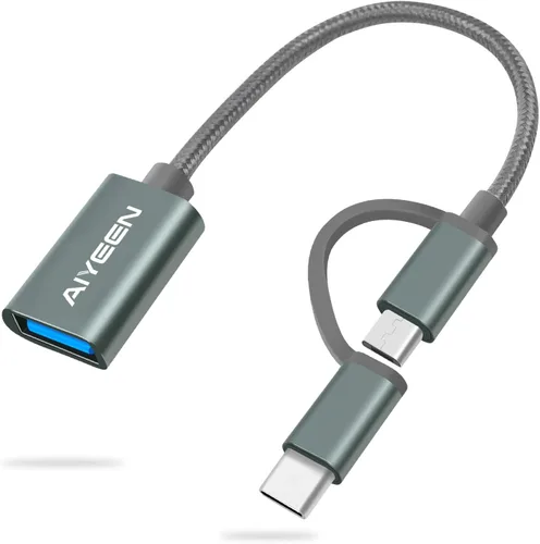 Miniatura 11 de Adaptador USB-C/Micro a USB, USB 3.0 2 en 1, cable adaptador OTG, compatible con MacBook Pro, Android, Google, Samsung y más, negro