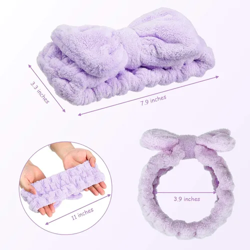 Miniatura 4 de 3 unidades de diadema para lavar la cara, diadema para maquillaje, diadema de spa, toalla, banda de pelo de rizo, diadema con moño de microfibra