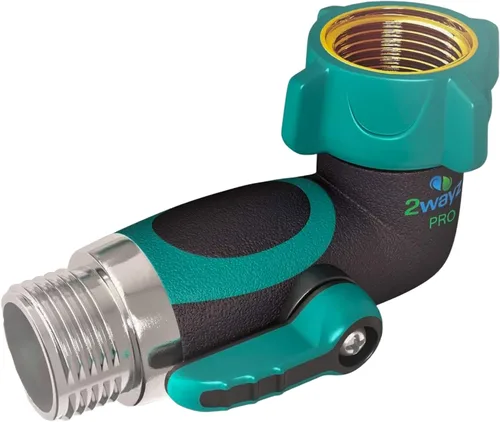 Miniatura 9 de 2WAYZ Codo de manguera de metal 45, adaptador de manguera resistente y conector de ángulo con válvula de cierre de agua