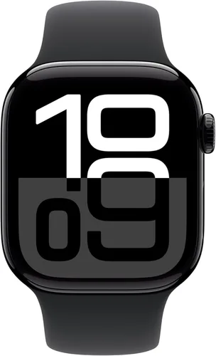 Miniatura 2 de Apple Watch Series 10 (42 mm, GPS) con caja de aluminio negro azabache, correa deportiva negra, S/M monitor fitness, app ECG, pantalla Retina Caja