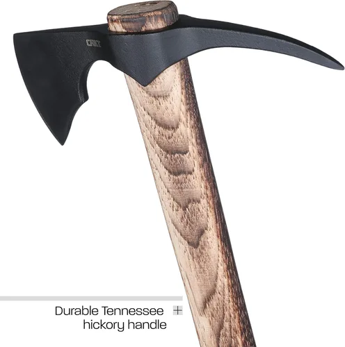 Miniatura 4 de CRKT Hacha ODR: T-Hawk de supervivencia al aire libre, cabeza de hacha de acero al carbono 1055 con espiga, mango de nogal de Tennessee 2753