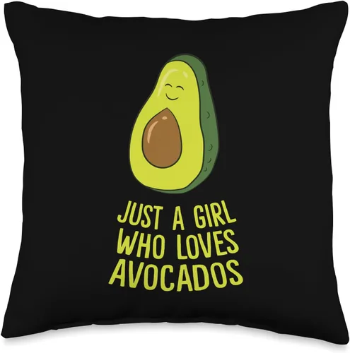 Lindos regalos de aguacate para los amantes del aguacate Just Loves Cute aguacate Girl Throw almohada, 15.7 x 15.7 in, multicolor