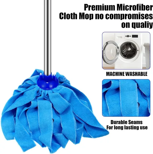 Miniatura 6 de Yaomiao 12 cabezales de microfibra de repuesto para mango de 0.8 de diámetro, limpieza de pisos, paño de algodón húmedo y seco, repuestos