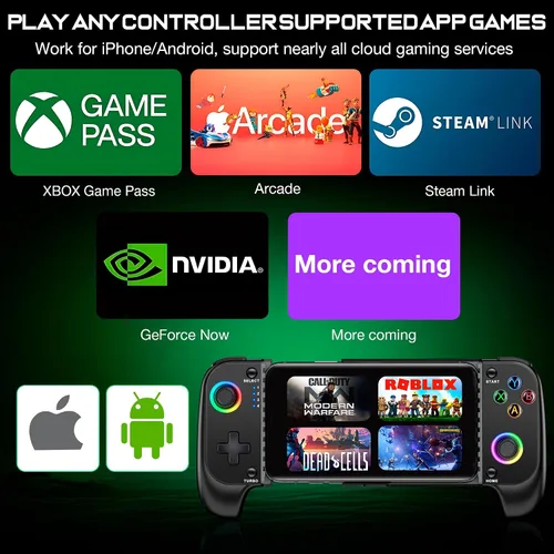 Miniatura 2 de Wireless Phone Controller for iPhone/Android No Deadzone, Mobile Gaming Controller Support Xbox Game Pass, Steam Link, GeForce Now, Call of Duty