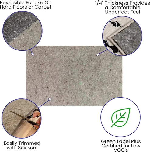 Miniatura 4 de Flash Furniture Minnie Slide-Stop® - Alfombrilla antideslizante reversible para múltiples superficies, 1/4 pulgadas de grosor, protección del suelo