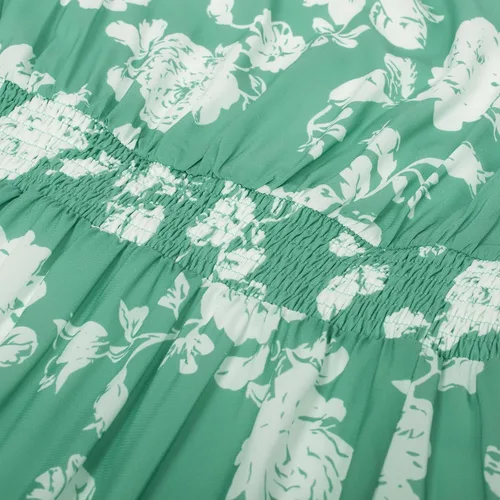 Miniatura 4 de GRACE KARIN Vestido de verano con cuello en V y mangas con volantes para mujer, vestido midi con vuelo y escalonado, vestido de cóctel