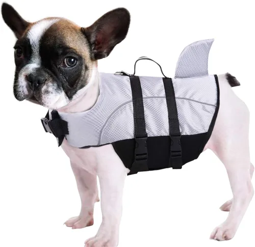 Miniatura 29 de Chaleco salvavidas para perros Ripstop, chaleco salvavidas de tiburón para perros, salvavidas de seguridad con alta flotabilidad y asa de elevación