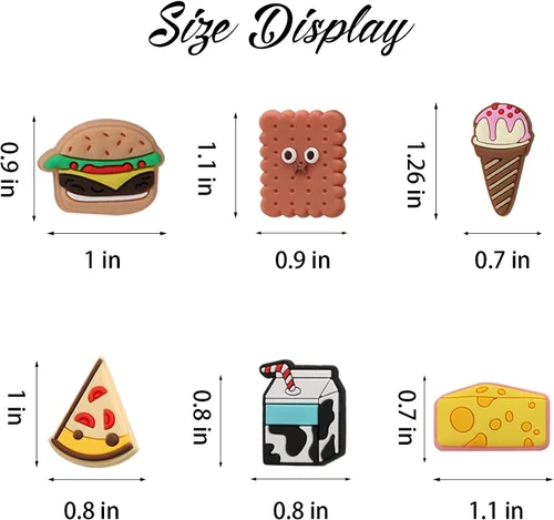 Miniatura 7 de mortd 50 dijes de decoración de zapatos con temática de alimentos paquete de dijes para zapatos de hamburguesa para decoración de zapatos zuecos