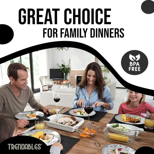 Miniatura 6 de Trendables Platos Desechables para Suministros de Fiesta Platos de Plástico Florales Negros para Boda 40 Piezas - 20 de 8" y 20 de 10"
