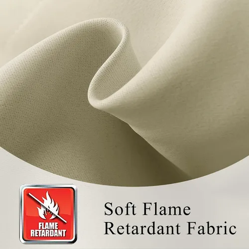 Miniatura 3 de Fcosie Cortinas ignífugas de 54 pulgadas de largo (2 paneles, beige), cortinas opacas 80% para dormitorio, sala de estar, cortina de oscurecimiento