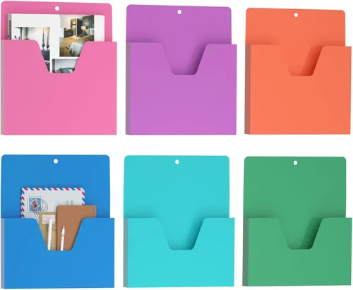 Miniatura 9 de MFTEK Soporte magnético para archivos con 6 bolsillos, organizador de archivos colgantes, suministros de oficina para gabinetes, pizarra blanca