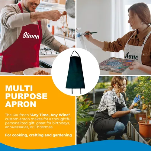 Miniatura 5 de Delantal personalizado para hombres y mujeres Añade tu nombre y texto Delantal bordado personalizado con babero ajustable y bolsillos delanteros