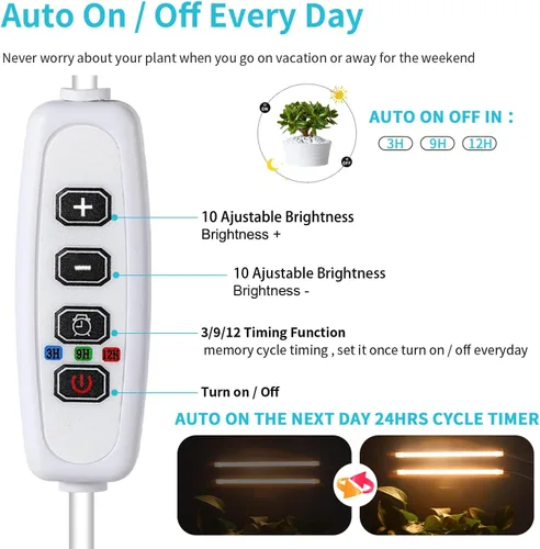 Miniatura 3 de Hywyimlait - Tiras de luz LED para crecimiento de plantas de interior, espectro completo 3500K, barra de luz para plantas con 96 LEDs con 3500K