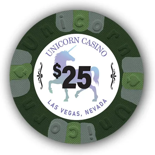 DA VINCI Paquete de 50 fichas de póquer Unicorn All Clay de 0.32 oz con denominaciones, auténticas fichas de casino ponderadas Verde $25