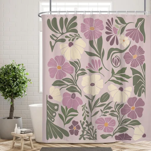 Miniatura 37 de Black Floral Shower Curtain Stall Small Half Single Mini Boho Flower Farmhouse Vintage Gothic Abstarct Retro Funky Botanical Moody Fabric Cloth