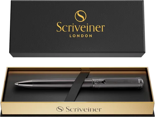 Miniatura 17 de Bolígrafo laqueado en negro Scriveiner - Impresionante pluma de lujo, chapado en oro real, repuesto Schmidt de tinta negra, el mejor juego de regalo