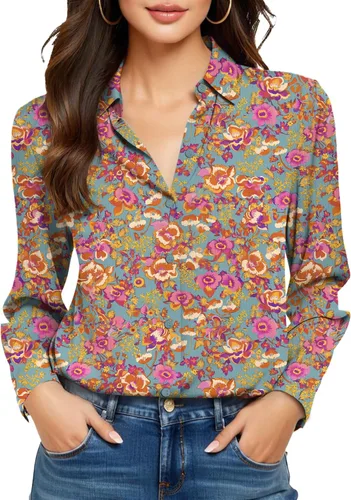 Miniatura 32 de Camisas sin planchado y sin arrugas para mujer, con botones, de manga larga, de seda de morera, blusas casuales para el trabajo