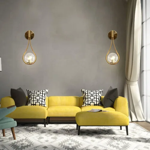 Miniatura 5 de BOKT Juego de 2 apliques de pared de vidrio con globo dorado, luces de tocador modernas de mediados de siglo, lámpara de tocador de baño de vidrio