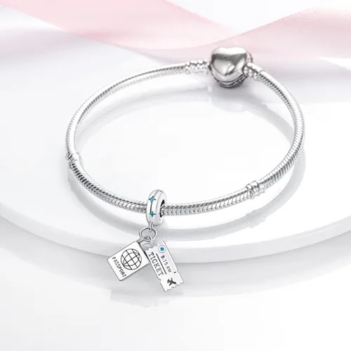 Miniatura 149 de MULA - Dijes de plata de ley 925 para pulseras y collares, colgantes de letras para la familia, cuentas de viaje en avión, dijes de árbol