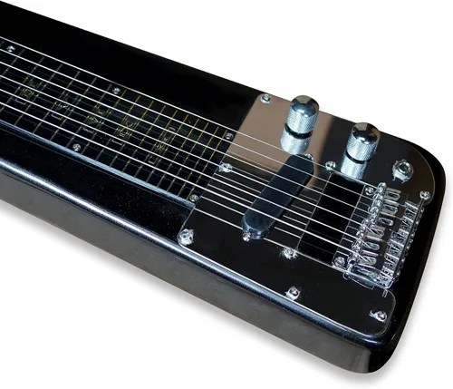 Miniatura 6 de TARIO Lap Steel Guitar 6 String Cabeza ranurada Stock Electric Slide Guitarras con bolsa de concierto (negro)