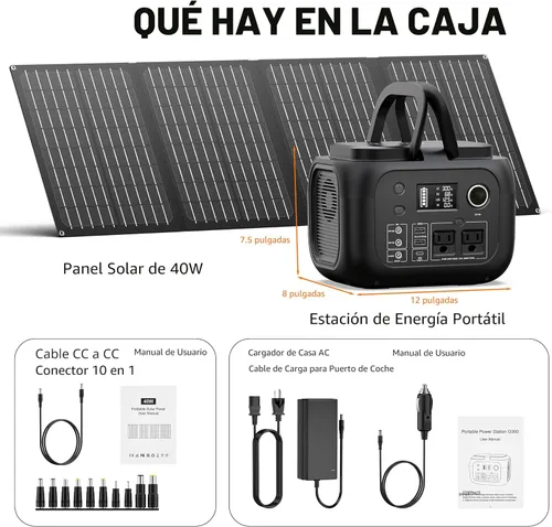 Miniatura 7 de Generador de energía solar de 300 W pico/70400 mAh, estación de energía portátil de 260 Wh con paneles de 40 W incluidos, generador solar con salida