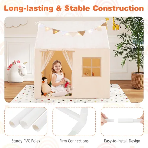 Miniatura 4 de Costzon Tienda de campaña para niños con alfombrilla acolchada, castillo para niños pequeños con cuerda ligera, tela que brilla en la oscuridad