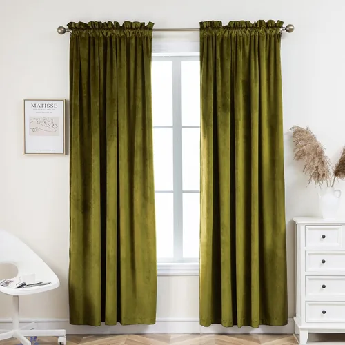 Miniatura 23 de PLEASANT BOULEVARD Cortinas de terciopelo [2 paneles] elegantes para sala de estar, dormitorio, cuarto de bebé, cortinas para oscurecer