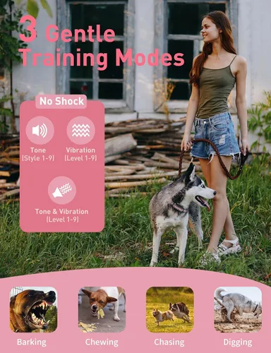 Miniatura 3 de Collar de entrenamiento para perros sin choque, collar vibratorio para perros pequeños, medianos y grandes, sin golpes, sin puntas