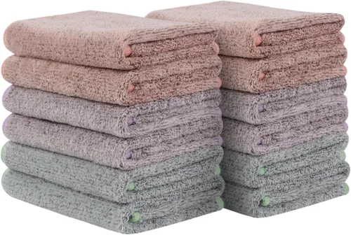 Miniatura 12 de SINLAND Toallas Faciales de Microfibra Ultra Suaves Paños de Lavado Faciales Paño Facial para Baño 12 Pulgadas x 12 Pulgadas Paquete de 6