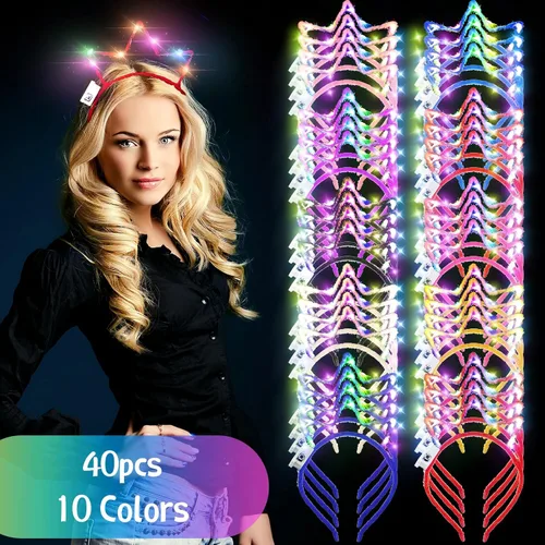 Miniatura 2 de WILLBOND 40 Pcs Light up Crown Headband LED Glow Crown Headband Hair Accessories for Birthday Festival Concert Party Costume