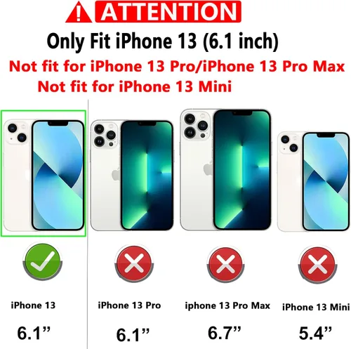 Miniatura 2 de Funda para iPhone 13, con cubierta para lente de cámara, protector de pantalla HD, [grado militar] anillo de montaje en coche con soporte híbrido
