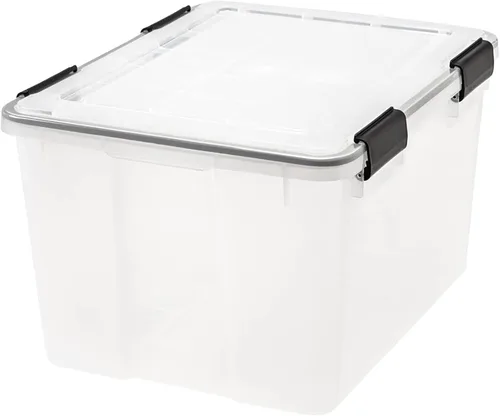 Miniatura 8 de IRIS USA - Contenedor organizador de plástico hermético para almacenamiento, 46.6 cuartos de capacidad, con tapa duradera, sello y hebillas