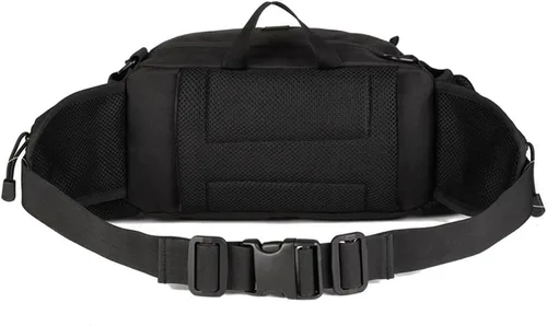 Miniatura 2 de Riñonera táctica con 2 bolsillos para botella de agua, riñoneras militares, impermeable, para caza, senderismo, correr, Negro -, Riñonera