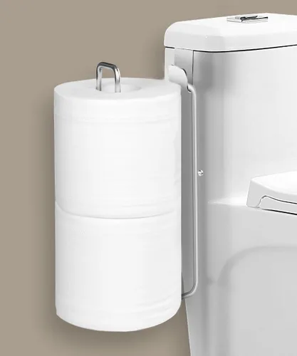Miniatura 8 de Soporte de papel higiénico con almacenamiento para 3 rollos de papel higiénico montado en la pared sobre el tanque, organizador de papel higiénico
