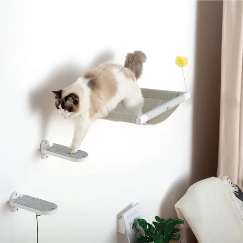 Miniatura 3 de SVD.PET Paquete de 2 escalones de pared para gatos, escaleras de escalada para gatos con almohadilla de fieltro reemplazable, estantes de escalada