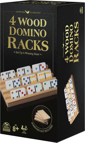 Miniatura 7 de Spin Master Games, soportes de dominó de madera, juego de 4 bandejas para dominó Tren Mexicano, juegos de dominó, juego clásico, juego para niños