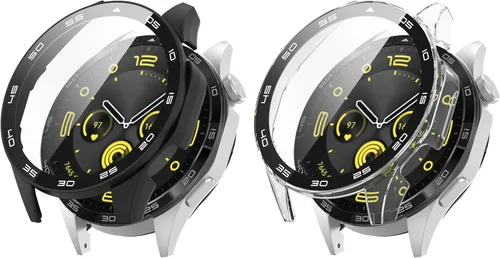 Miniatura 14 de FitTurn Funda rígida de policarbonato con protector de pantalla de vidrio templado a escala integrada compatible con Huawei Watch GT4