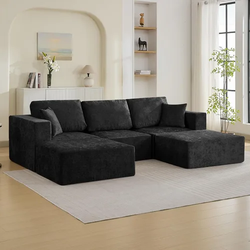 Miniatura 9 de Sofá modular Cloud de 3 plazas sin hueso de 115 pulgadas para habitación familiar, sofá sin espinas comprimida de espuma viscoelástica con asiento