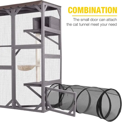 Miniatura 6 de Aivituvin Window Catio Outdoor Cat Enclosure Super Large Walk in Cat House with 6 Platforms and 2 Scratching Posts for Cats,104" L x 34" W x 69.5" H
