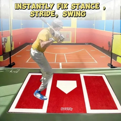 Miniatura 8 de Alfombrilla de Bateo de Béisbol y Sóftbol – Base de Goma Antideslizante de 6 x 4 pies, Home Plate con Caja del Bateador, Diseño Plegable de 12